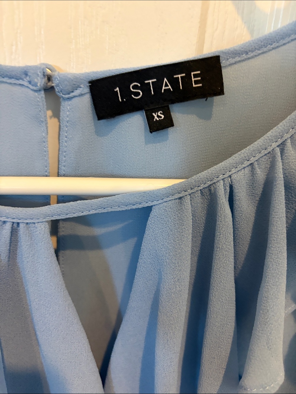 1.State Light Blue Ruffle Cap-Sleeve Top - Picture 2 of 3
